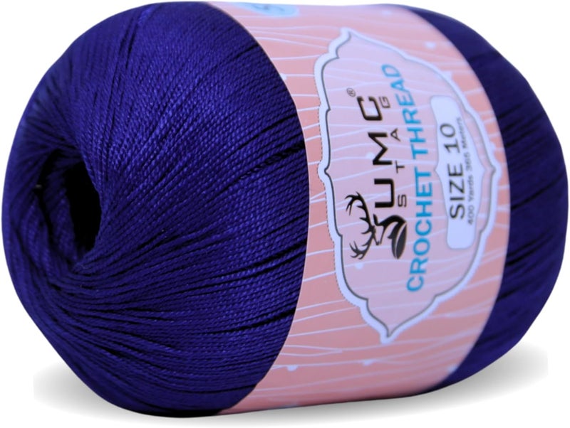 UMC STAG Size 10 Crochet Thread | 100% Combed Mercerized Cotton | Oeko-TEX Certified | 50g Ball 400 Yards | Ideal for Lace, Tatting & Crochet Projects (Royal Blue 134, Size 10 Single) - Image 2
